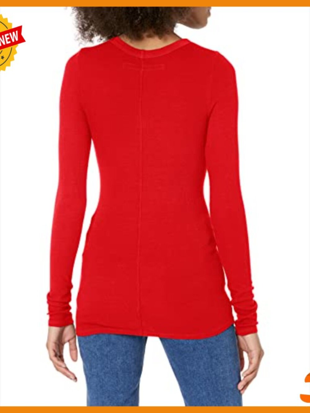 Stretch Silk Rib Fitted Long Sleeve Crew Neck Top - Supima Silk Blend - Picture 2 of 2